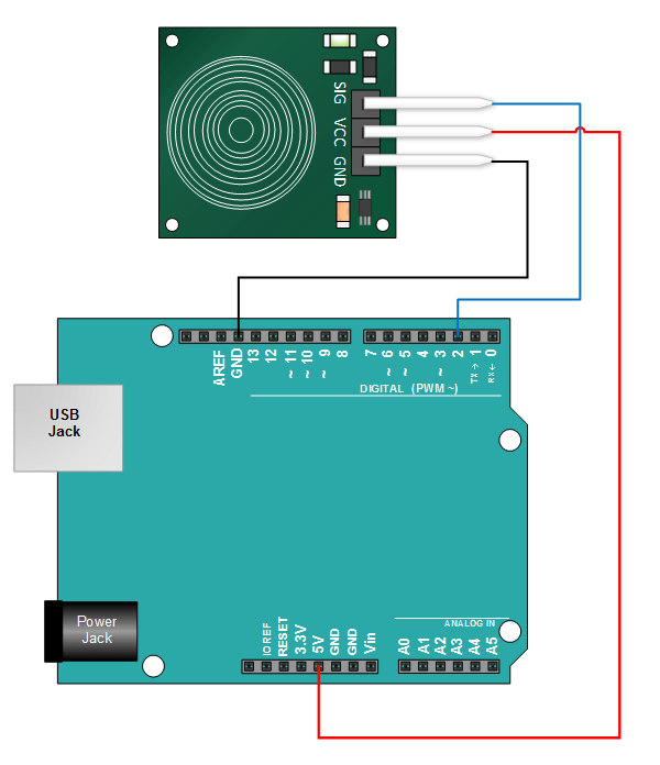 Capacitive Touch Sensor module TTP223B arduino schema